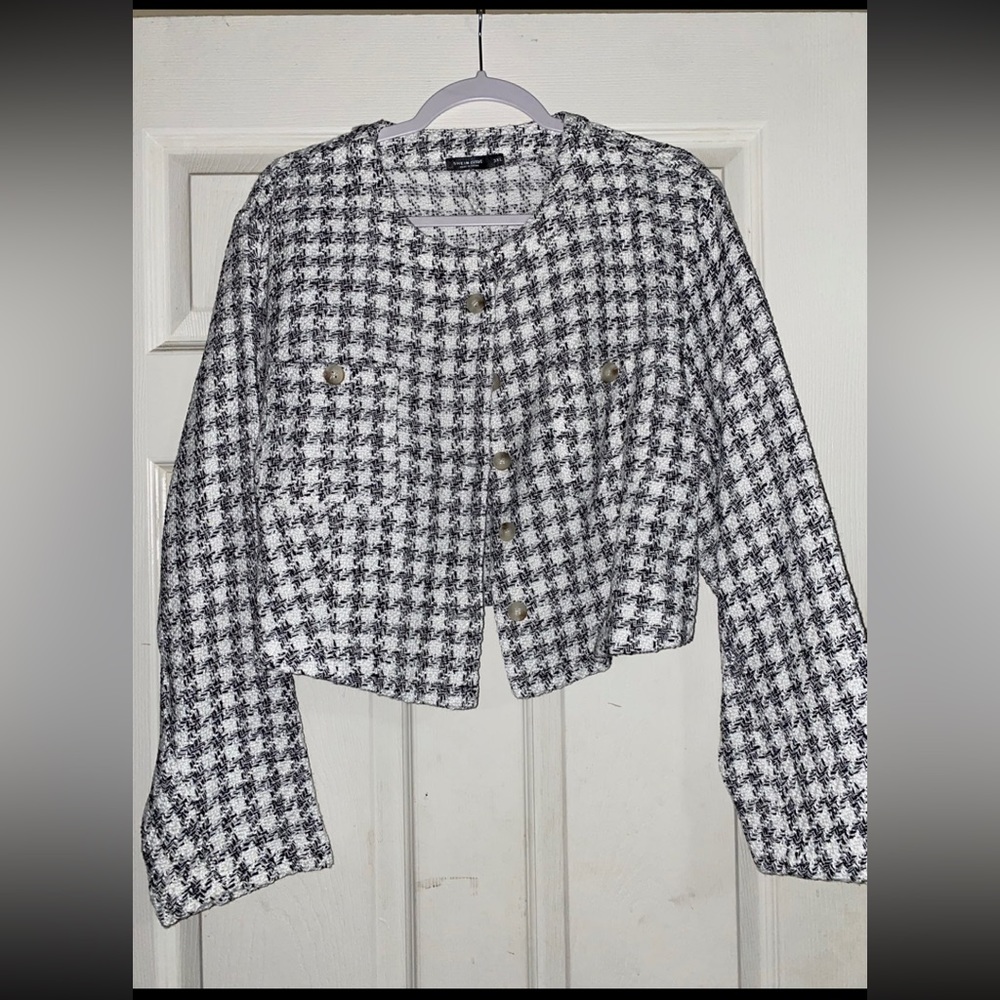 SHEIN Houndstooth Crop Top Jacket. Size 3XL. Never been worn